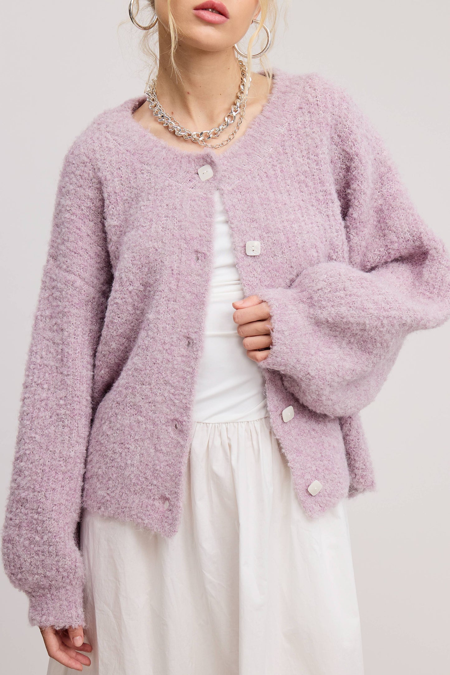 Confetti Balloon Sleeve Cardigan