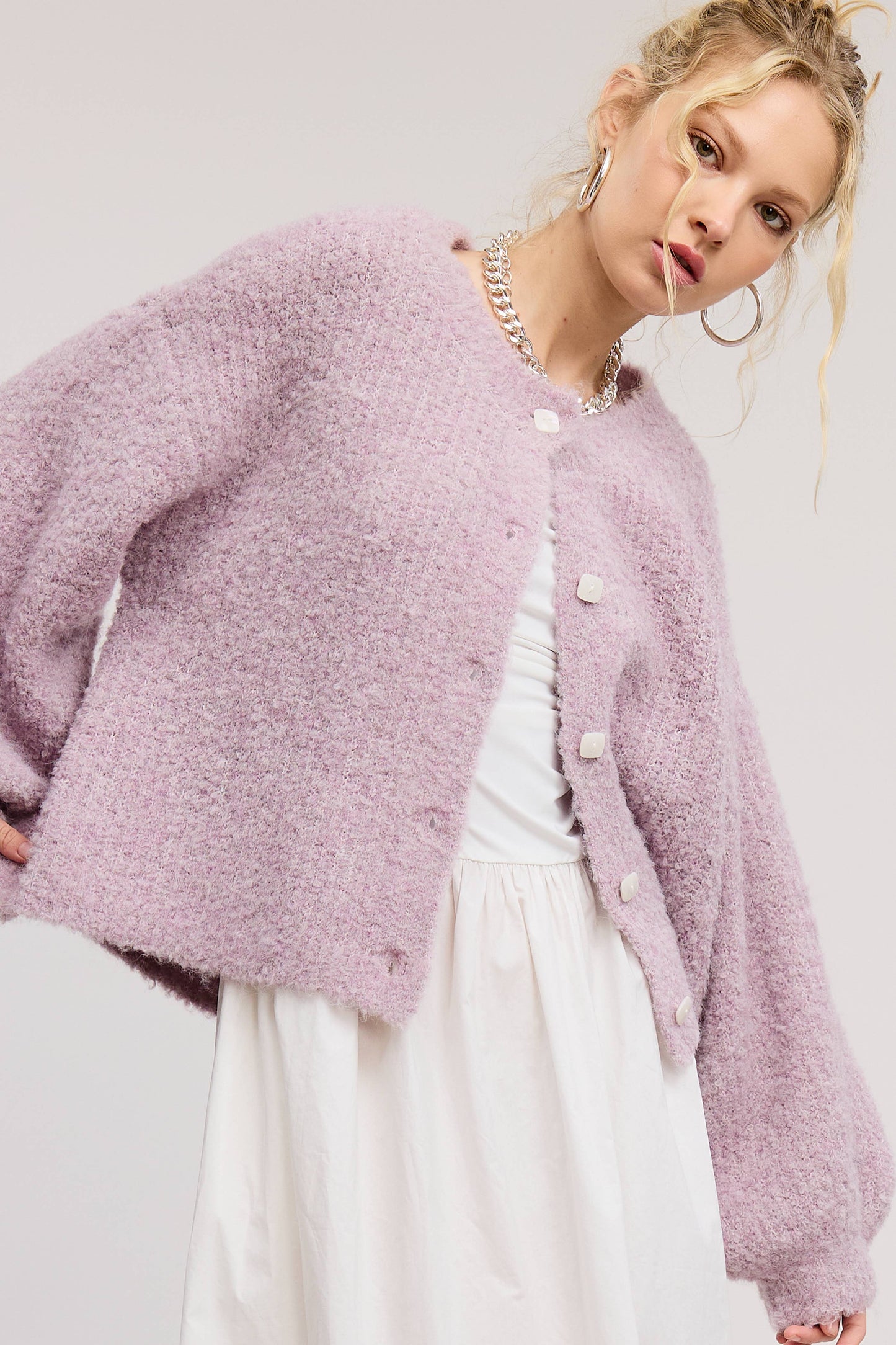 Confetti Balloon Sleeve Cardigan
