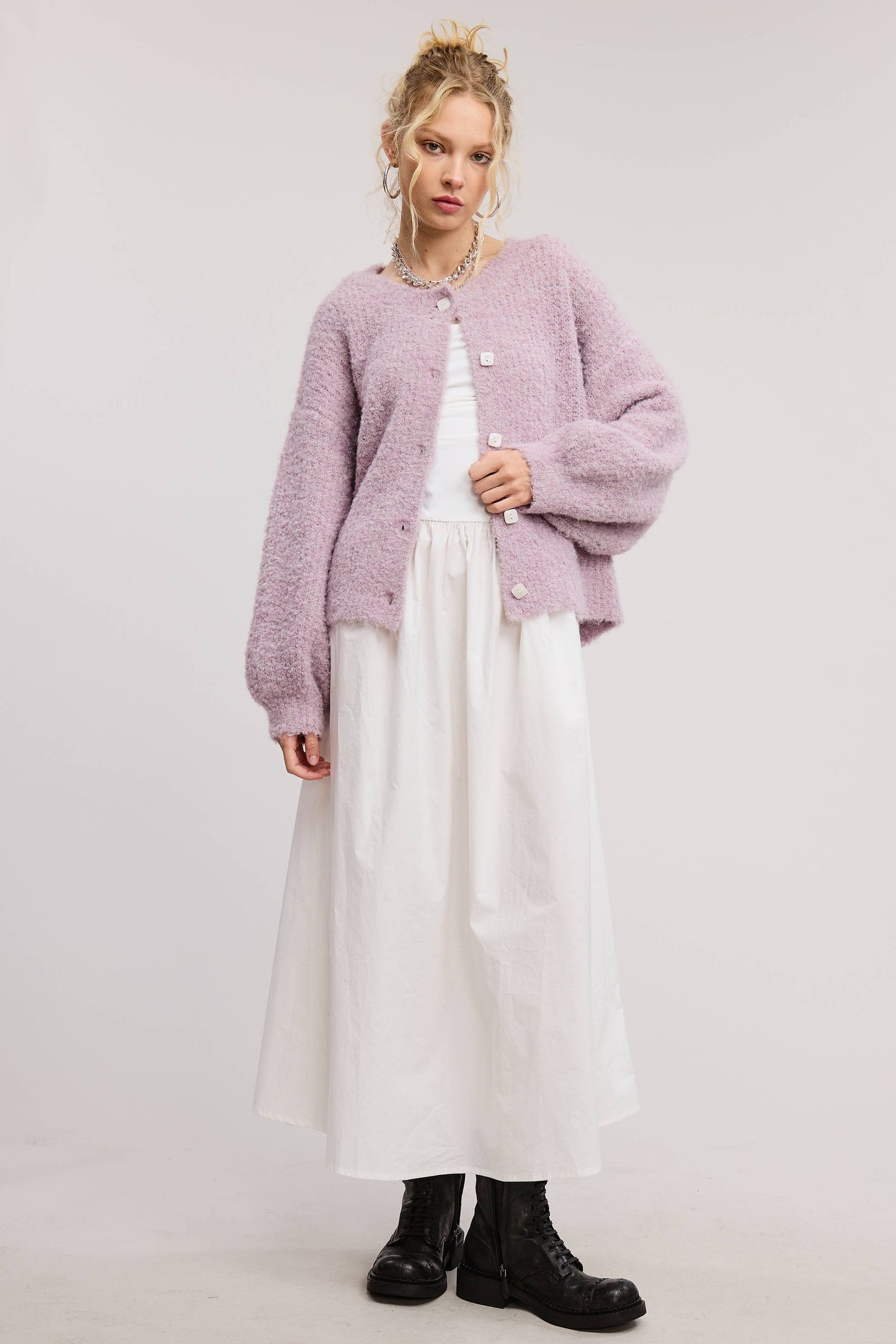 Confetti Balloon Sleeve Cardigan