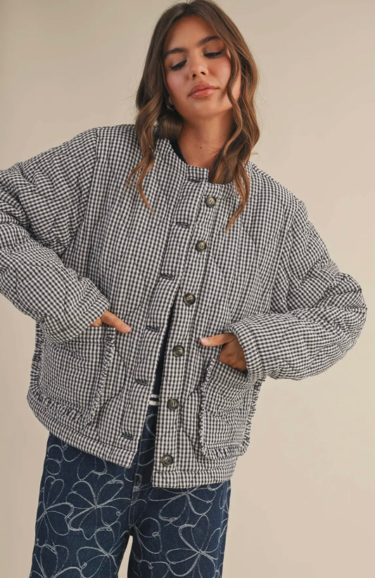 Dylan Gingham Jacket in Navy