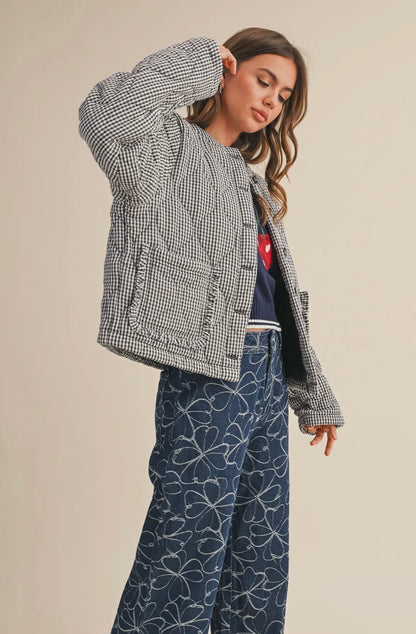 Dylan Gingham Jacket in Navy