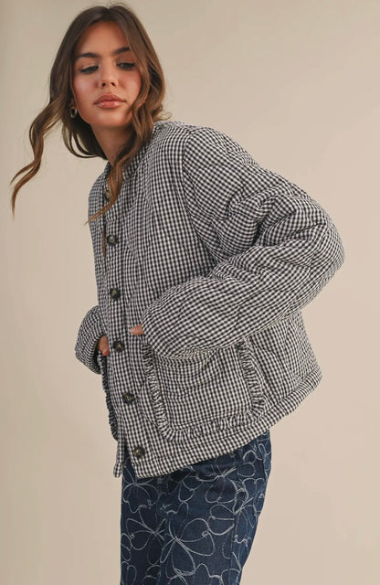 Dylan Gingham Jacket in Navy