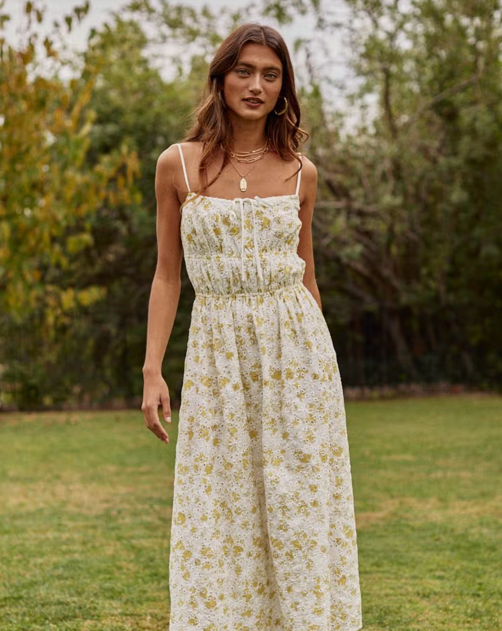 Floral Eyelet Midi Dress