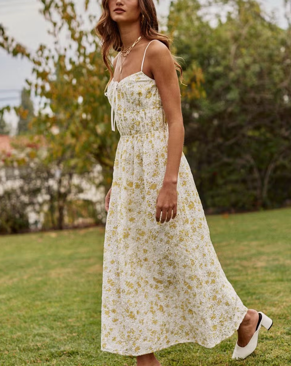 Floral Eyelet Midi Dress