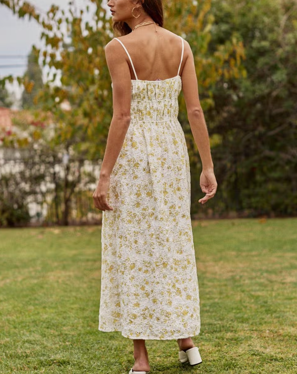 Floral Eyelet Midi Dress