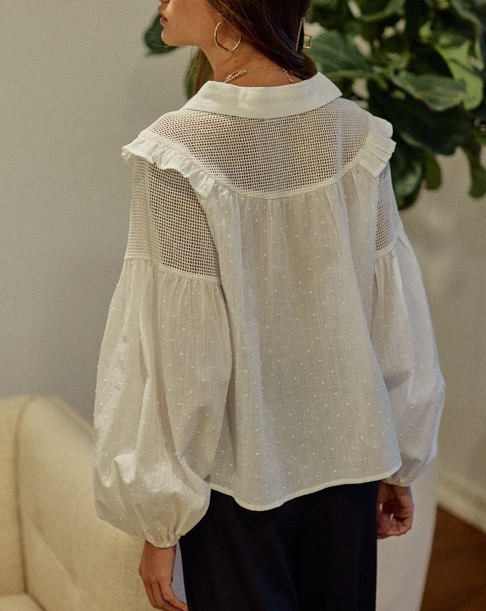 Mesh Detail Peter Pan Blouse