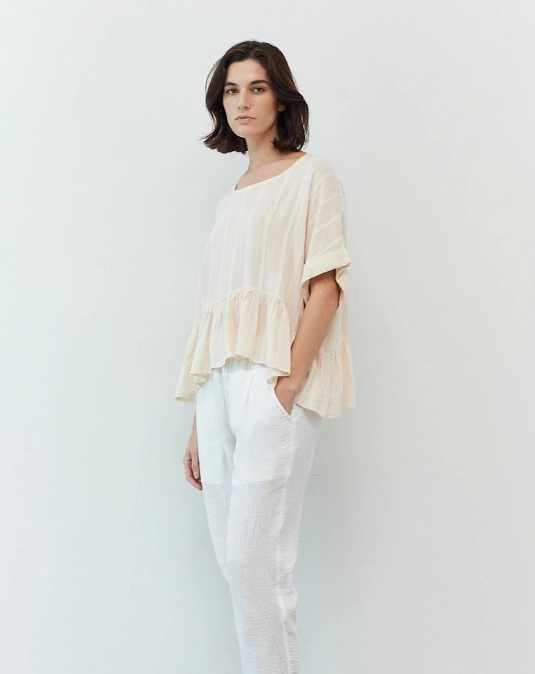 Woven Ruffle Top in Petal