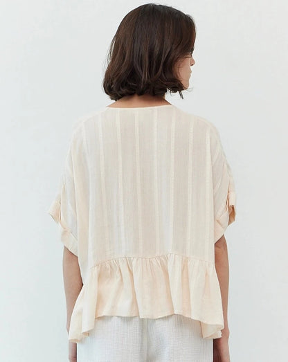 Woven Ruffle Top in Petal